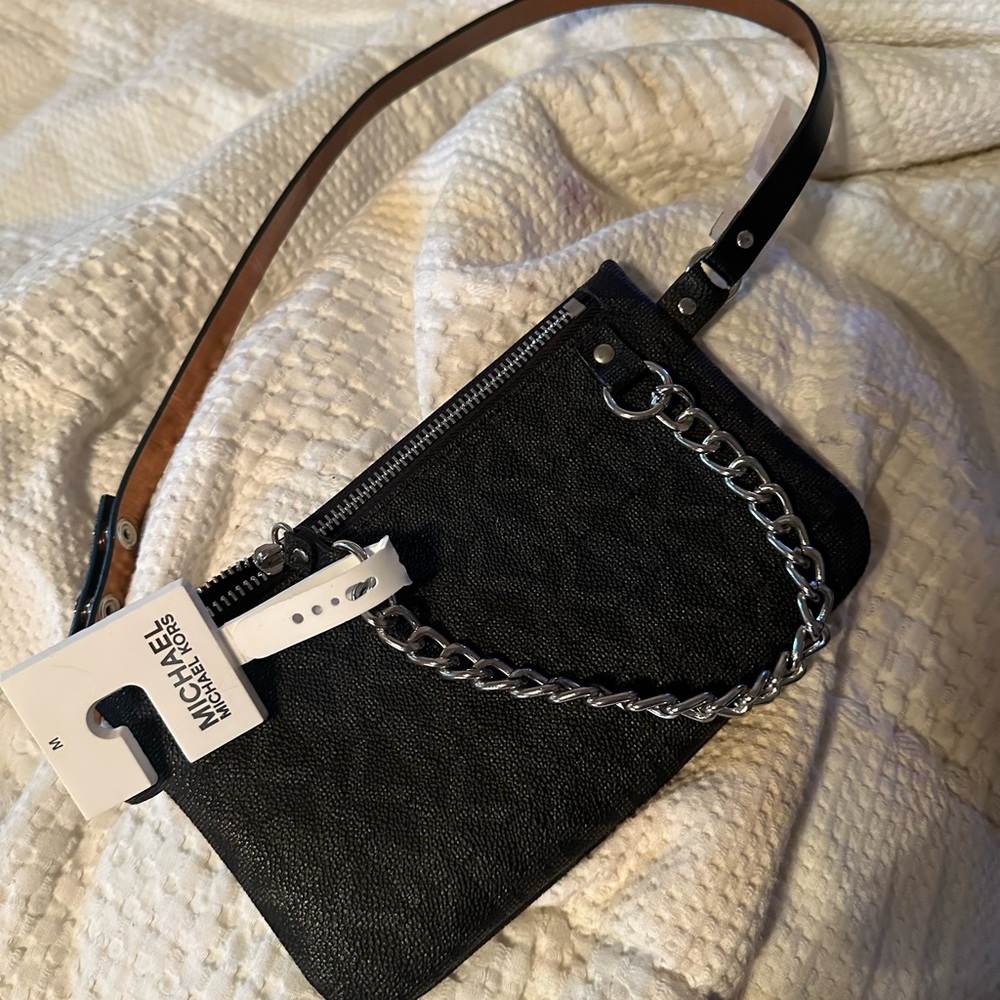 Michael Kors Black and Silver Chain Clutch